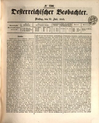 Der Oesterreichische Beobachter Dienstag 15. Juli 1845