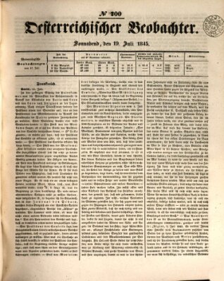Der Oesterreichische Beobachter Samstag 19. Juli 1845