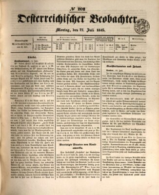 Der Oesterreichische Beobachter Montag 21. Juli 1845