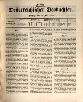 Der Oesterreichische Beobachter Dienstag 22. Juli 1845