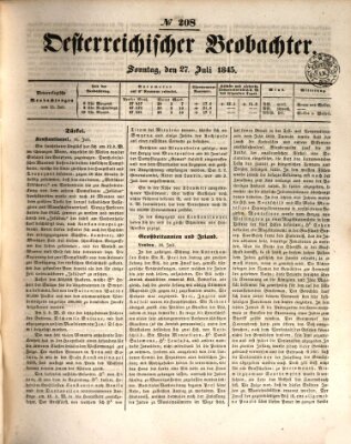 Der Oesterreichische Beobachter Sonntag 27. Juli 1845