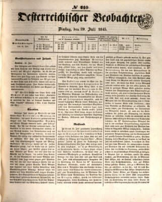 Der Oesterreichische Beobachter Dienstag 29. Juli 1845