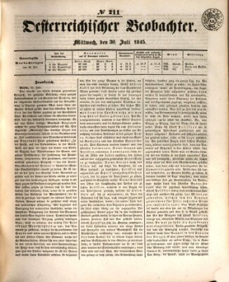 Der Oesterreichische Beobachter Mittwoch 30. Juli 1845