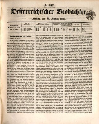 Der Oesterreichische Beobachter Freitag 15. August 1845