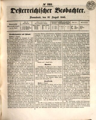 Der Oesterreichische Beobachter Samstag 16. August 1845