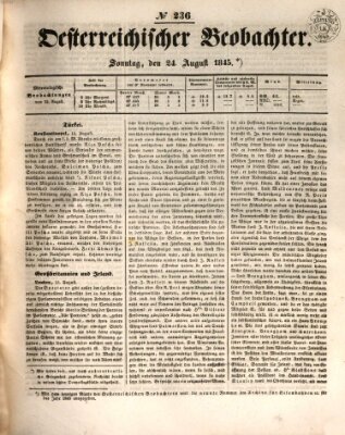 Der Oesterreichische Beobachter Sonntag 24. August 1845