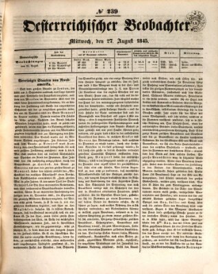 Der Oesterreichische Beobachter Mittwoch 27. August 1845