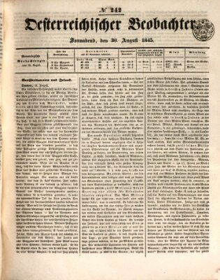 Der Oesterreichische Beobachter Samstag 30. August 1845