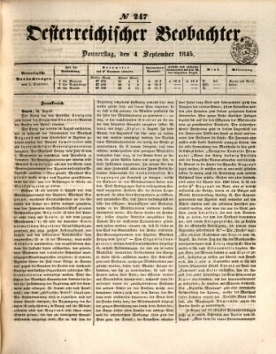 Der Oesterreichische Beobachter Donnerstag 4. September 1845