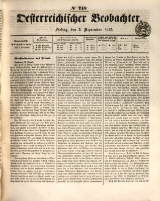 Der Oesterreichische Beobachter Freitag 5. September 1845