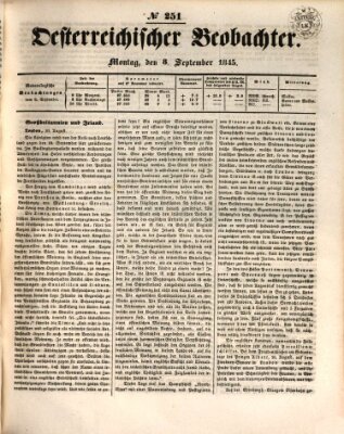 Der Oesterreichische Beobachter Montag 8. September 1845