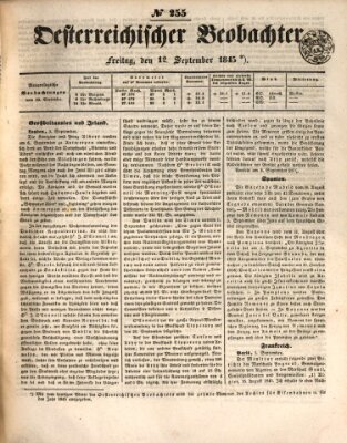 Der Oesterreichische Beobachter Freitag 12. September 1845