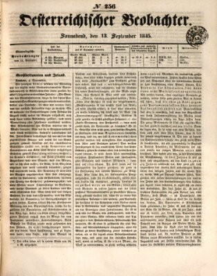 Der Oesterreichische Beobachter Samstag 13. September 1845