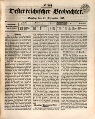 Der Oesterreichische Beobachter Sonntag 21. September 1845