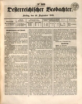 Der Oesterreichische Beobachter Freitag 26. September 1845