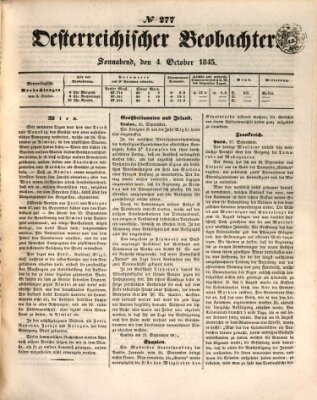 Der Oesterreichische Beobachter Samstag 4. Oktober 1845