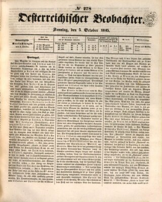 Der Oesterreichische Beobachter Sonntag 5. Oktober 1845