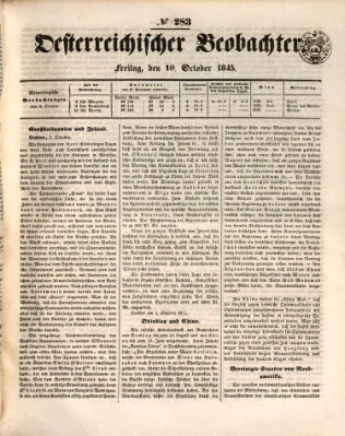 Der Oesterreichische Beobachter Freitag 10. Oktober 1845