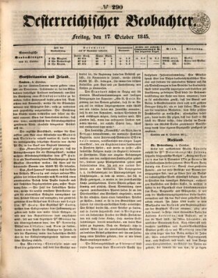 Der Oesterreichische Beobachter Freitag 17. Oktober 1845