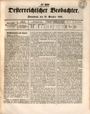 Der Oesterreichische Beobachter Samstag 25. Oktober 1845