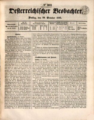 Der Oesterreichische Beobachter Dienstag 28. Oktober 1845