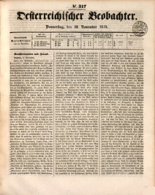 Der Oesterreichische Beobachter Donnerstag 13. November 1845