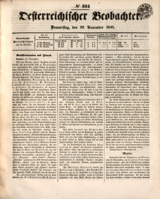 Der Oesterreichische Beobachter Donnerstag 20. November 1845