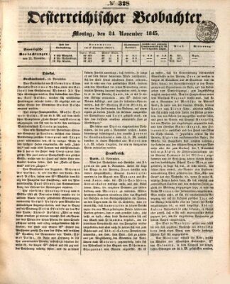 Der Oesterreichische Beobachter Montag 24. November 1845