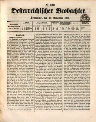 Der Oesterreichische Beobachter Samstag 29. November 1845