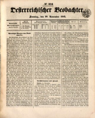 Der Oesterreichische Beobachter Sonntag 30. November 1845