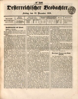 Der Oesterreichische Beobachter Freitag 12. Dezember 1845