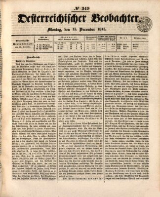 Der Oesterreichische Beobachter Montag 15. Dezember 1845