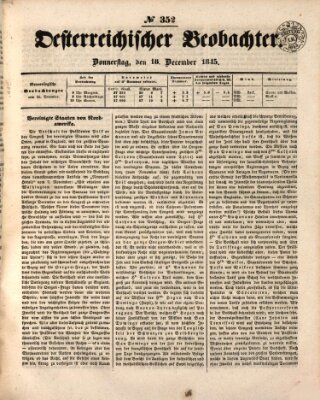 Der Oesterreichische Beobachter Donnerstag 18. Dezember 1845