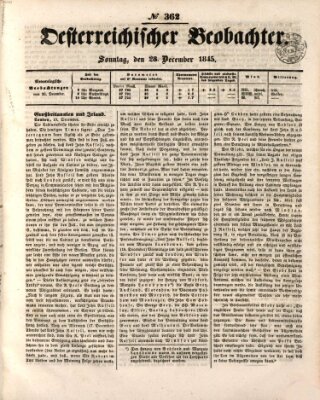 Der Oesterreichische Beobachter Sonntag 28. Dezember 1845