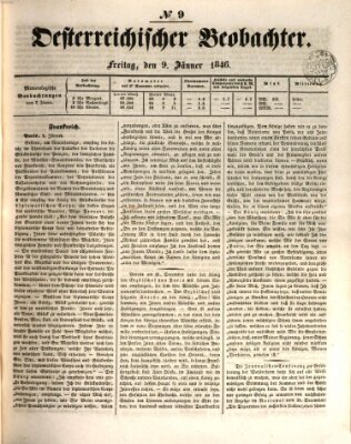 Der Oesterreichische Beobachter Freitag 9. Januar 1846