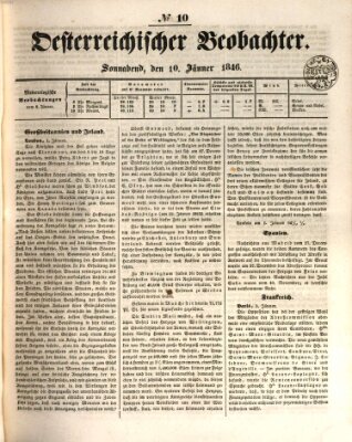 Der Oesterreichische Beobachter Samstag 10. Januar 1846