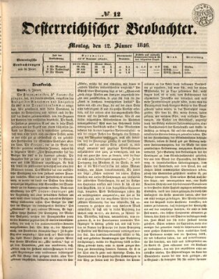 Der Oesterreichische Beobachter Montag 12. Januar 1846