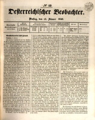 Der Oesterreichische Beobachter Dienstag 13. Januar 1846