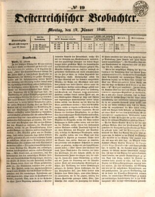 Der Oesterreichische Beobachter Montag 19. Januar 1846