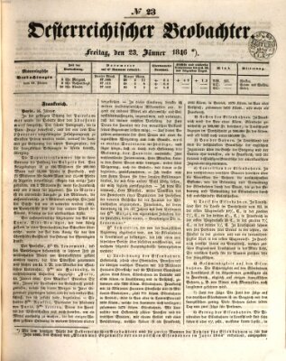 Der Oesterreichische Beobachter Freitag 23. Januar 1846