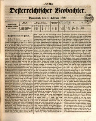 Der Oesterreichische Beobachter Samstag 7. Februar 1846