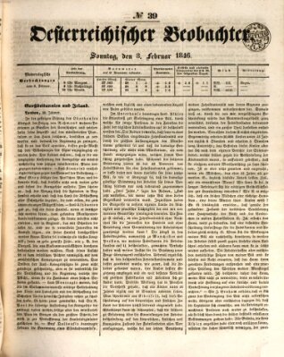 Der Oesterreichische Beobachter Sonntag 8. Februar 1846