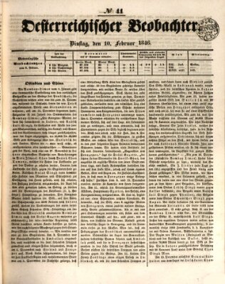 Der Oesterreichische Beobachter Dienstag 10. Februar 1846