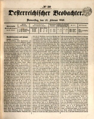 Der Oesterreichische Beobachter Donnerstag 19. Februar 1846