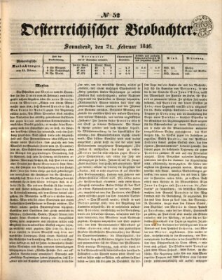 Der Oesterreichische Beobachter Samstag 21. Februar 1846