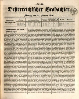 Der Oesterreichische Beobachter Montag 23. Februar 1846