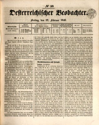 Der Oesterreichische Beobachter Freitag 27. Februar 1846