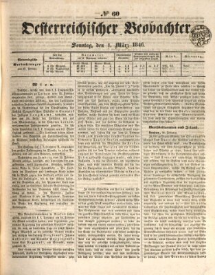 Der Oesterreichische Beobachter Sonntag 1. März 1846