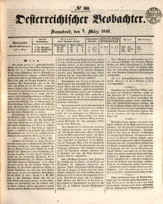 Der Oesterreichische Beobachter Samstag 7. März 1846