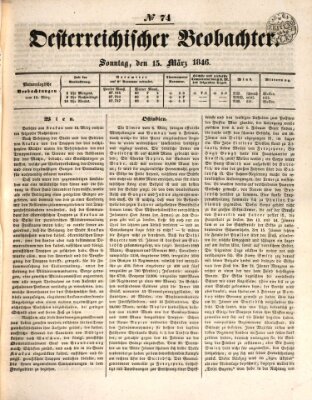 Der Oesterreichische Beobachter Sonntag 15. März 1846